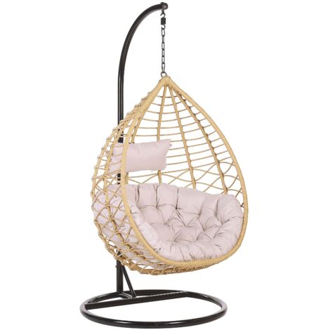 Hängesessel mit Gestell ARSITA Polyrattan Naturfarben
