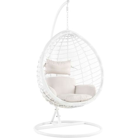 Hängesessel mit Gestell FANO Polyrattan Weiß