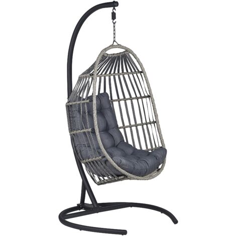 Hängesessel mit Gestell SESIA Polyrattan Dunkelgrau