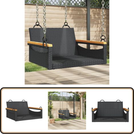 Hängesessel Schwarz 63x62x40 cm Poly Rattan - Gartensessel - Hangestuhl - Schaukelstuhl - Gartenmöbel - Balkonmöbel
