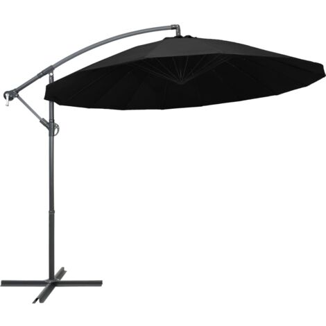 Hängesonnenschirm Schwarz 3 m mit Aluminiumgestänge