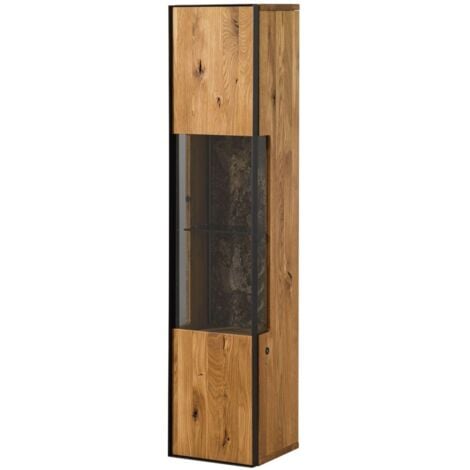 MASSIVMOEBEL24 Hängevitrine Wildeiche 30x30x140 natur geölt STARNBERG 06