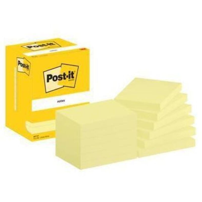 Image of 3M - Haftnotiz ® Notes 102 x 76 mm (b x h) gelb 100 Bl./Block 12 Block/Pack.