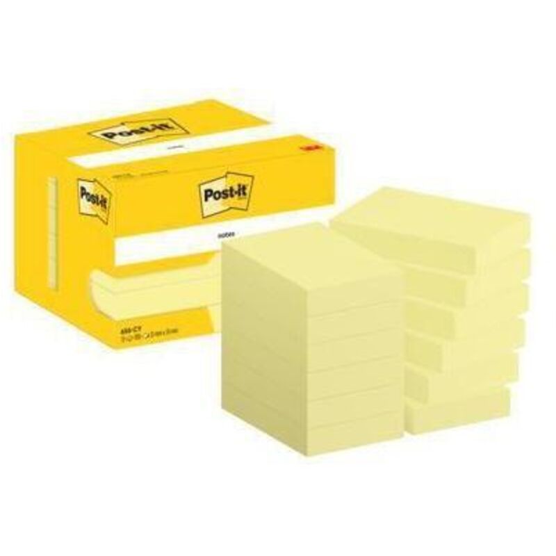 Image of 3M - Haftnotiz ® Notes 51 x 76 mm (b x h) gelb 100 Bl./Block 12 Block/Pack.