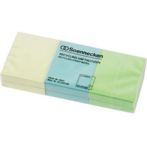Haftnotiz oeco Recycling 40 x 50 mm (B x H) farbig sortiert 100 Bl./Block 6 Block/Pack.