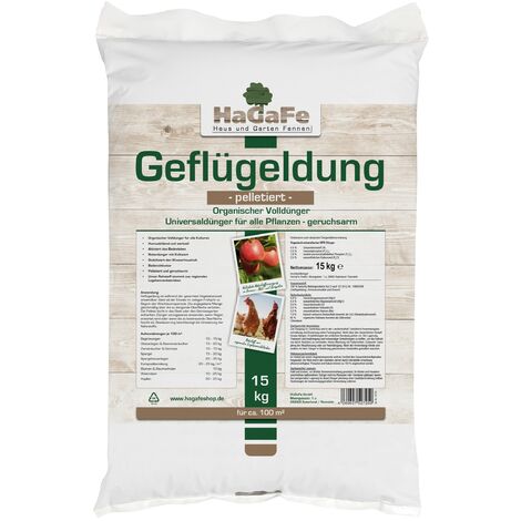 HaGaFe Hühnerdung Geflügeldung Hühnermist Geflügelmist Volldünger Gartendünger 15kg (1 x 15 kg)