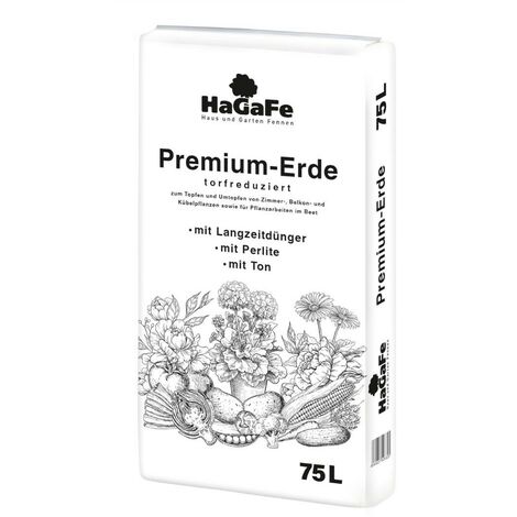 HaGaFe Torfreduzierte Premium Blumenerde Universalerde zum Topfen und Pflanzen (1 x 75L)