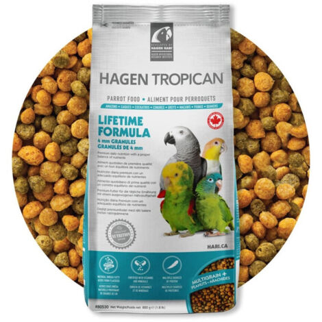 HAGEN HARI Hagen Tropican Lifetime Formula granuli da 4 mm per Pappagalli da 820 gr