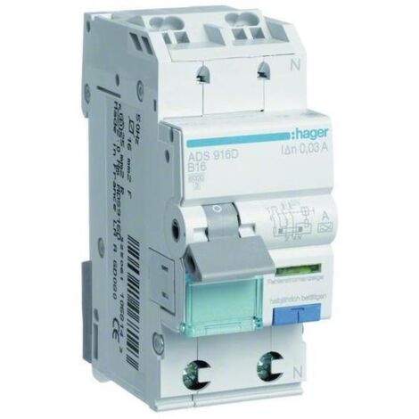 Hager ADS916D FI-Schutzschalter/Leitungsschutzschalter    2polig 16 A 0.03 A 240 V