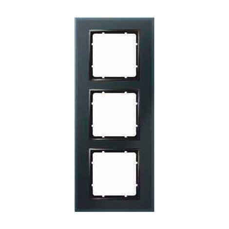 HAGER B7  CADRE 3 POSTES VERRE ANTHRACITE