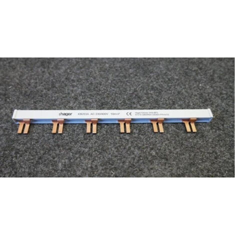 Hager – Barre de pontage 2 pôles 63A – Languette 10mm² – Longueur 210mm – Connexion sécurisée pour installations électriques - KB263A