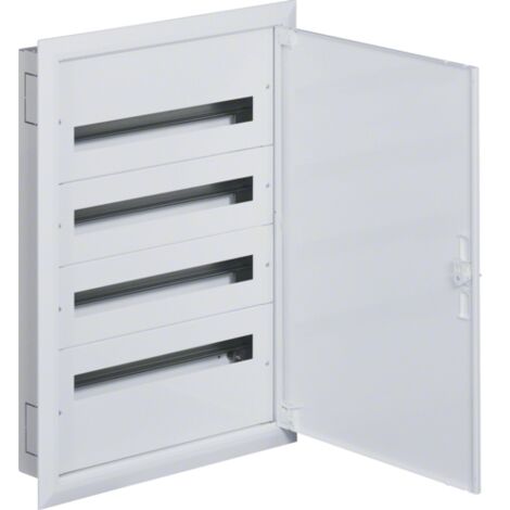 Hager – Boîte de distribution encastrable 4 rangées FW424FT – 24 modules – Profondeur 110mm – Classe I – IP30 – Châssis modulaire amovible - HAGER-FW424FT
