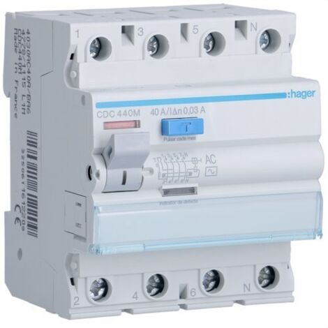 HAGER CDC440M  Diferencial 4P 40A 30mA tipo-AC