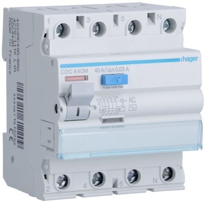 Hager - CDC440M Différentiel 4P 40A 30mA type-AC