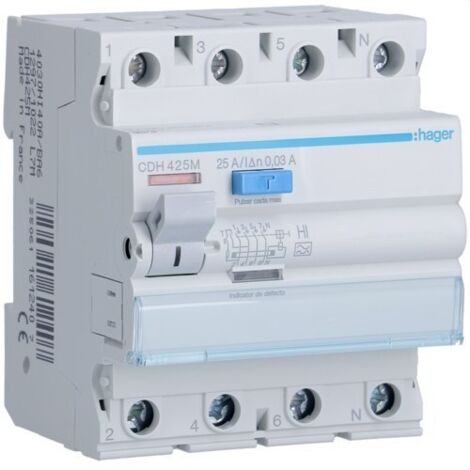 HAGER CDH425M  Differenziale 4P 25A 30mA tipo HI