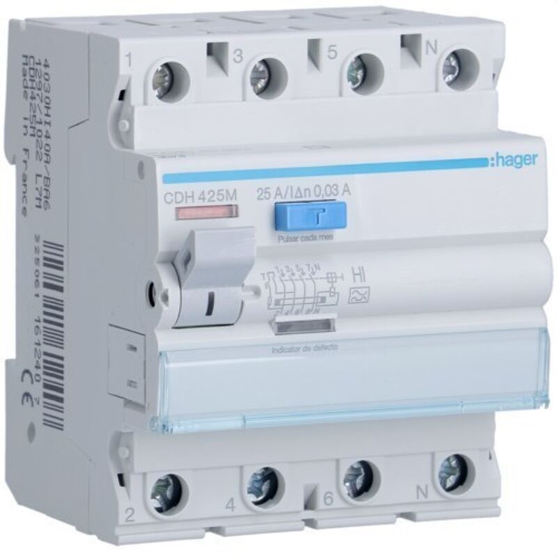 Hager - CDH425M Différentiel 4P 25A 30mA type hi