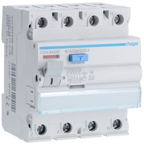 HAGER CDH440M  Diferencial 4P 40A 30mA tipo HI