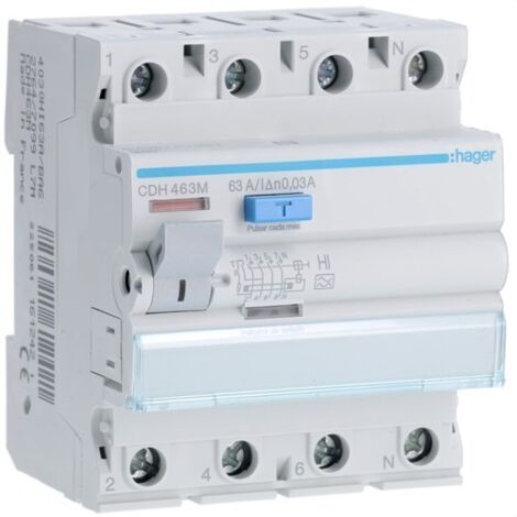 HAGER CDH463M  Diferencial 4P 63A 30mA tipo HI