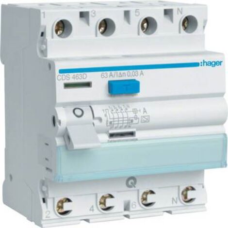 Hager CDS463D Interruttore differenziale 4 poli 0,03 A bianco