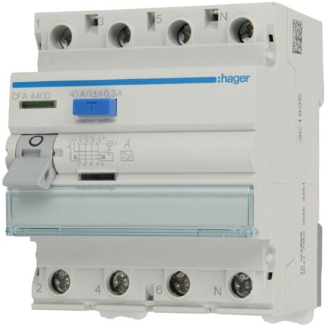 HAGER CFA440D FI-SCHALTER 4P 6KA 40A 300MA TIPO A