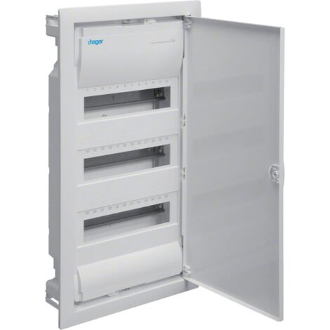 Hager – Tableau électrique encastrable 3 rangées 12 modules IP30 étanche VU36NE – Installation sous-plaque – Sécurité et fiabilité pour projets électriques