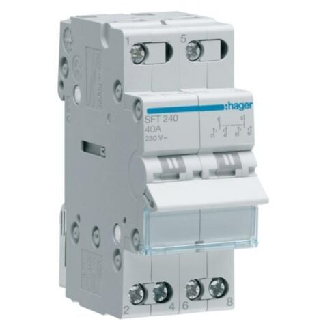 Hager commutatore interruttore rotativo 1-0-2 2 poli 40a 2 moduli sft240