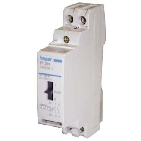 Hager – Contacteur jour/nuit 25A 230V – Gestionnaire d'énergie pour chauffage électrique – Temps de réponse 15ms – ETC225