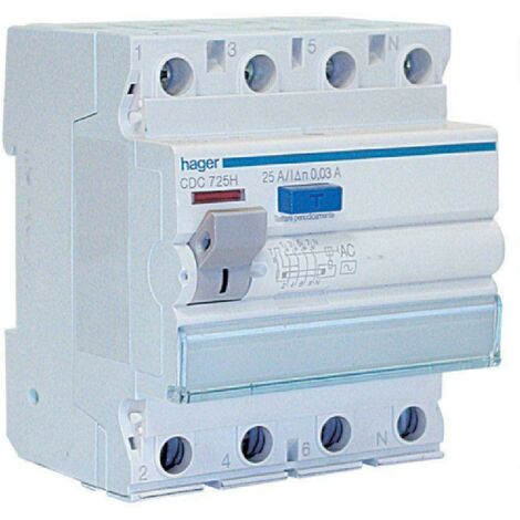 Hager differenziale modulare puro interruttore 4p 30 ma 25a 4moduli cdc725h