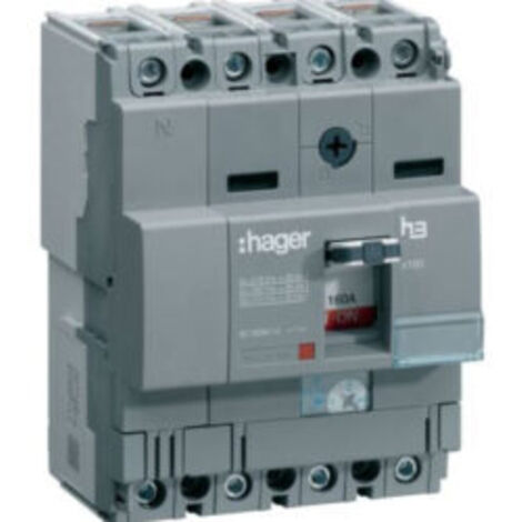 Hager – Disjoncteur tripolaire 160A HHA161H – Courbe de déclenchement 25kA – Tension 220/415Vac – Montage sur rail DIN