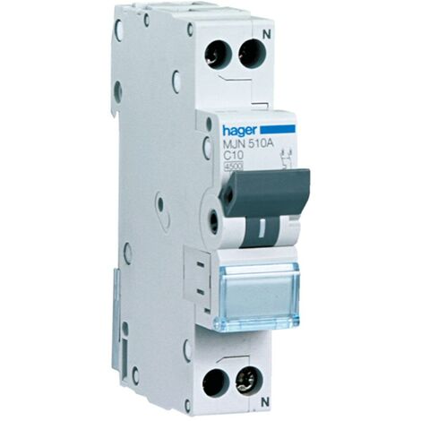 Hager – Disjoncteur unipolaire 10A – Courbe C – Pouvoir de coupure 4.5kA – 1 module – Tension 230V – Tropicalisé pour tous climats