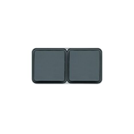 Hager – Double prise 2P+T horizontale étanche IP55 – Mécanisme complet encastré – Raccordement Quickconnect sans vis – Couleur gris