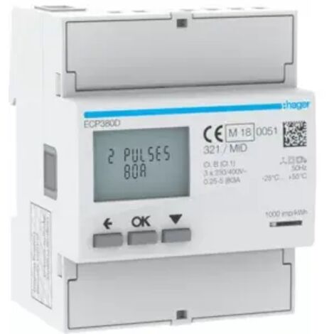 Hager Energiezähler 3phasig,direkt 80A, S0,MID ECP380D