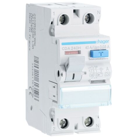 Hager Fehlerstrom-Schutzschalter 2P 40A 30MA A 2 Module CDA240H