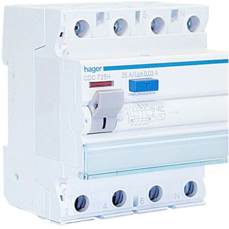 Hager Fehlerstrom-Schutzschalter 4P 25A 30MA AC 4 Module CDC725H