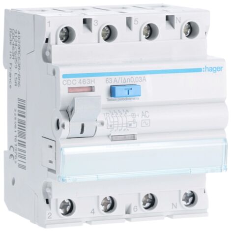 Hager Fehlerstrom-Schutzschalter 4P 63A 30MA AC 4 Module CDC463H