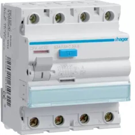 Hager Fehlerstromschutzschalter 4 Pole 63A 6kA Empfindlichkeit 300mA