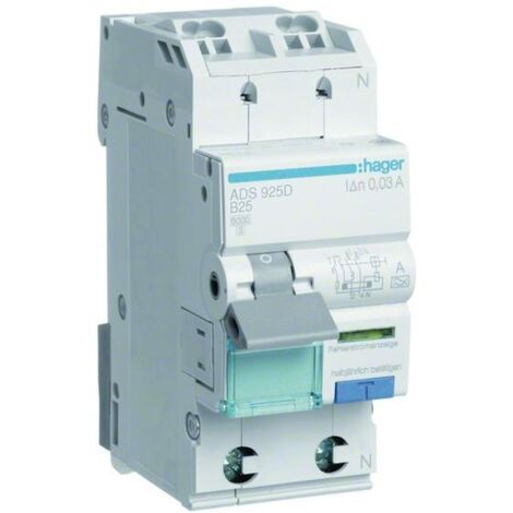 Hager FI/LS-Schalter 1P+N 6kA B-25A 30mA ADS925D