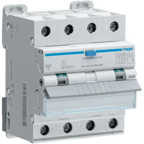 Hager FI-LS-Schalter 4P 25A 6kA 300mA C-Kurve AC Typ 4M AFP475H