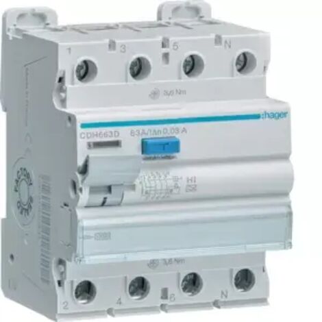 Hager FI-SCH. 4P 10KA 63A 30MA HI (CDH663D)