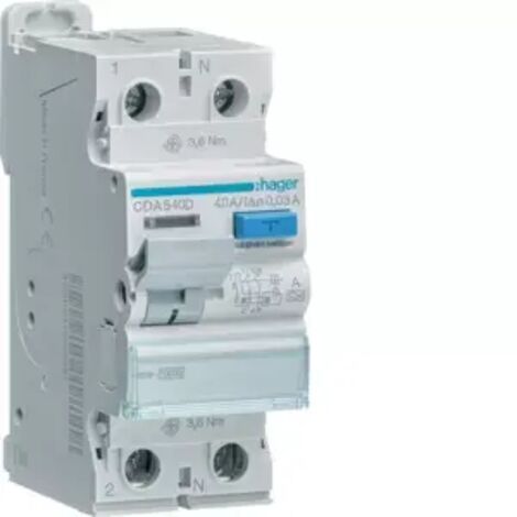 Hager FI-SCHALTER 2P 10KA 40A 30MA A (CDA540D)