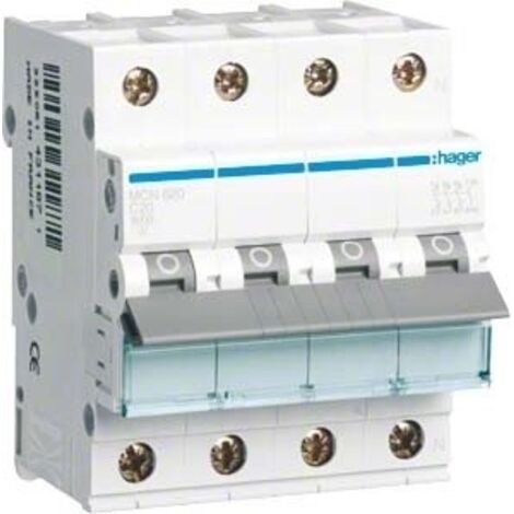 HAGER HAGET IMCN620 INTERRUTTORE LS 20 A 3 PIN C PLUS N, CONFEZIONE DA 3