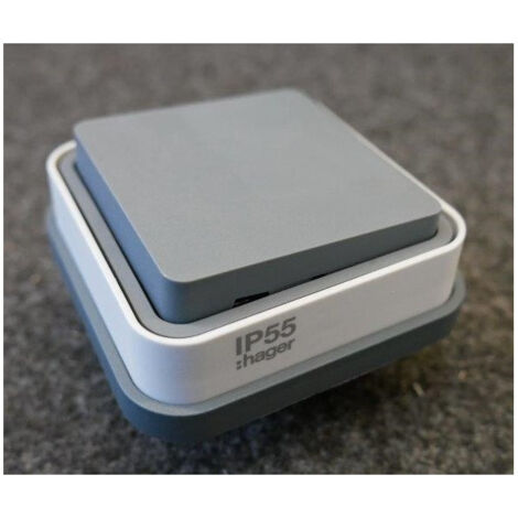 Hager – Interrupteur va-et-vient étanche 10A – Tension 250V – Indice de protection IP55 – Raccordement Quickconnect sans vis – Gris RAL 7011