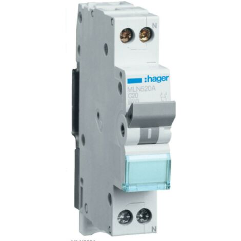 Hager interruttore automatico 1p+n 20a 6 ka c 1m mln520a