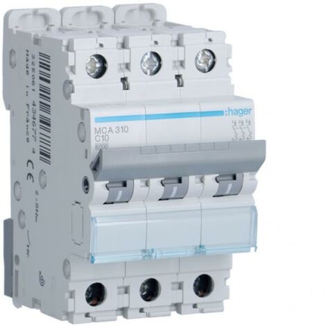 Hager interruttore automatico 3p 10a 6 ka c 3moduli mca310