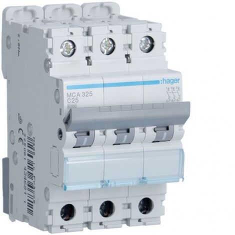 Hager interruttore automatico 3p 25a 6 ka c 3moduli  mca325