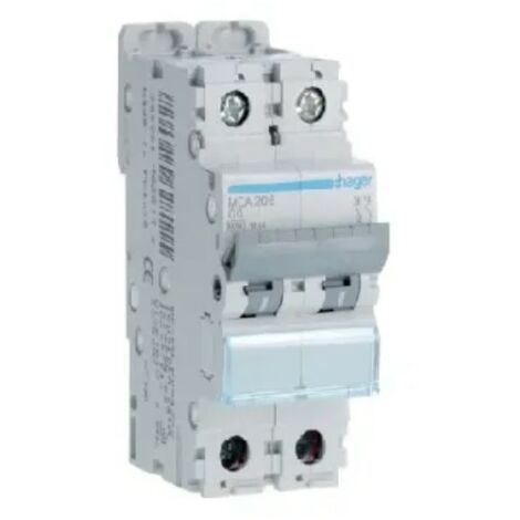 Hager interruttore automatico di comando 2 poli 6a 6 ka c 2 moduli mca206