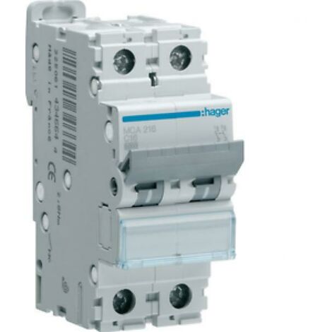 Hager interruttore automatico di comando e protezione 2 poli  25a 6 ka c 2 moduli mca225