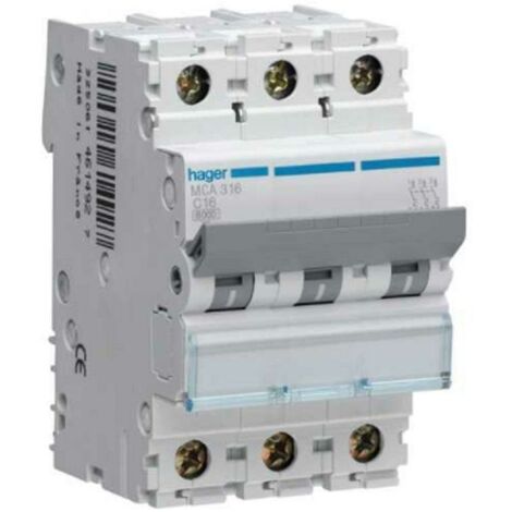 Hager interruttore automatico modulare  3p 16a 6ka 3 moduli mca 316