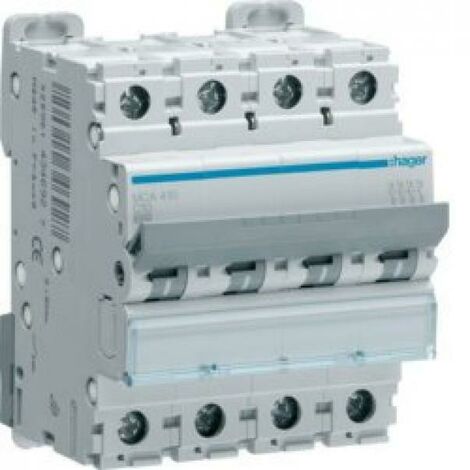 Hager interruttore automatico modulare 4 poli 10 a 6 ka c 4 moduli mca410