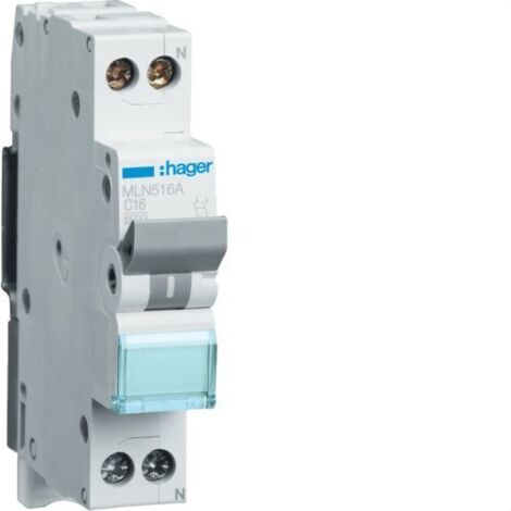Hager interruttore automatico  per comando 1p+n 16a 6 ka c 1m mln516a